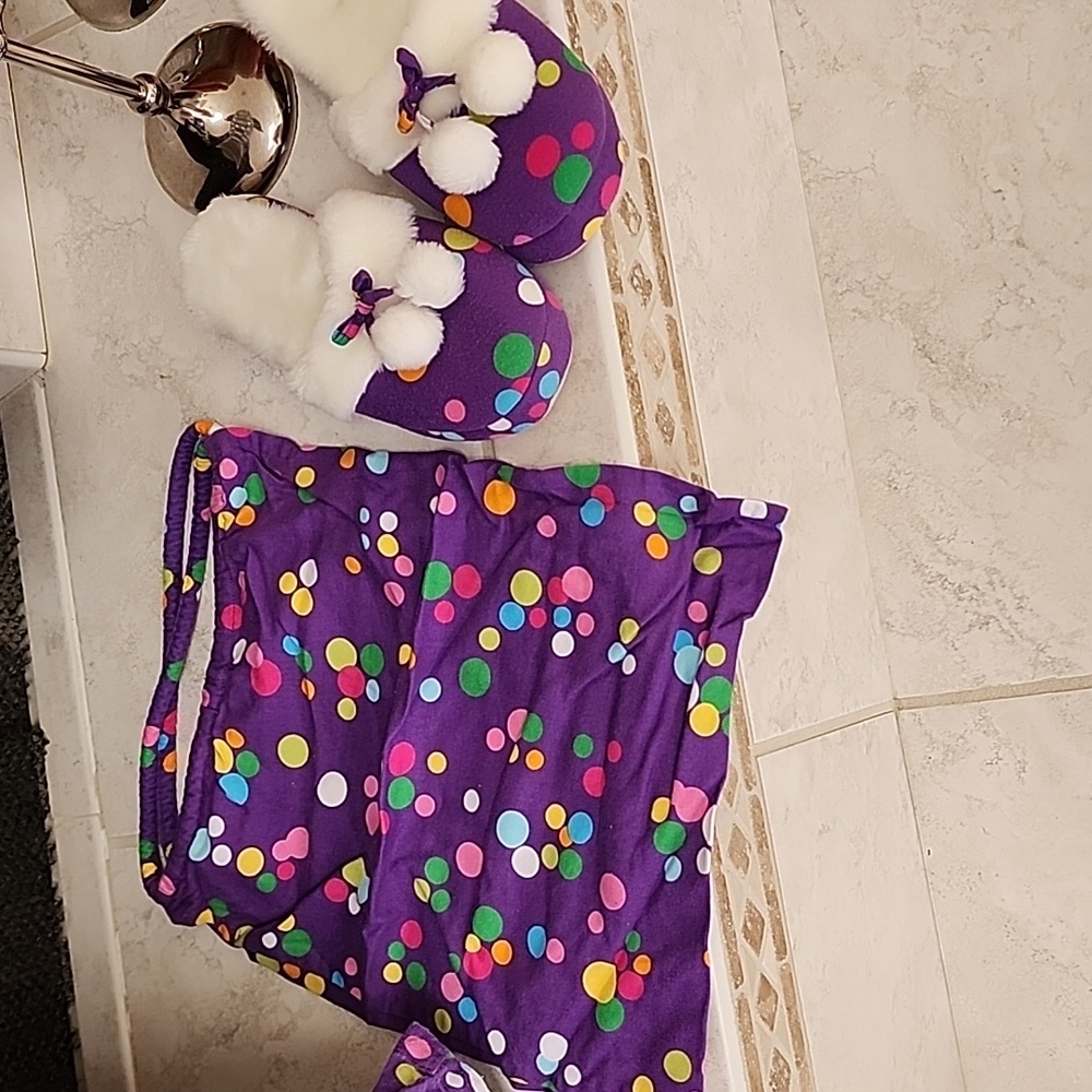 💜 VICTORIA'S SECRET Flannel Purple POLKA DOT Pajama Set 💜 - Picture 6 of 16